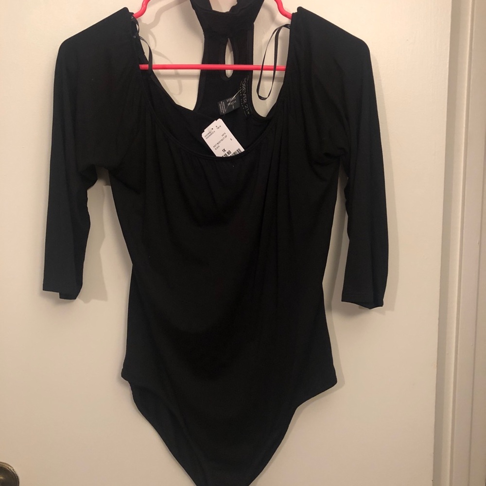 New with tags - black one bodysuit with neck strap